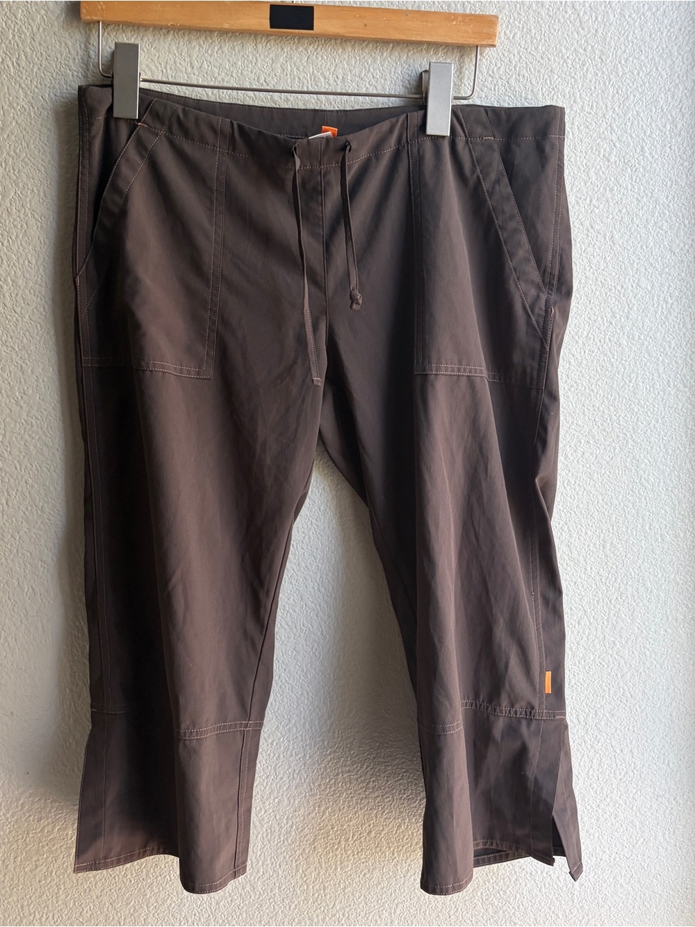 Lucy Dark Brown Cargo Drawstring Pants capri medium small